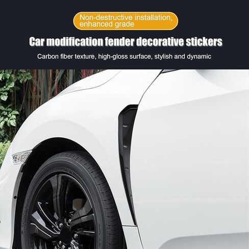 Ajxn 2 Pieces Car Fender Side Vents Sticker, 16.1In Air Inlet Grille Spoiler Trim Cover, ABS Carbon Fiber Exterior Sticker, Car Universal Accessories (Black) in Saudi Arabia