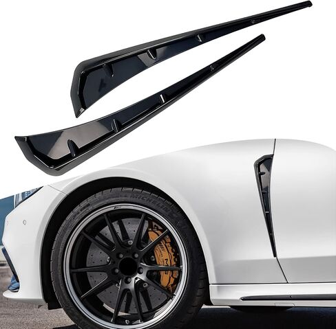 Ajxn 2 Pieces Car Fender Side Vents Sticker, 16.1In Air Inlet Grille Spoiler Trim Cover, ABS Carbon Fiber Exterior Sticker, Car Universal Accessories (Black) in Saudi Arabia