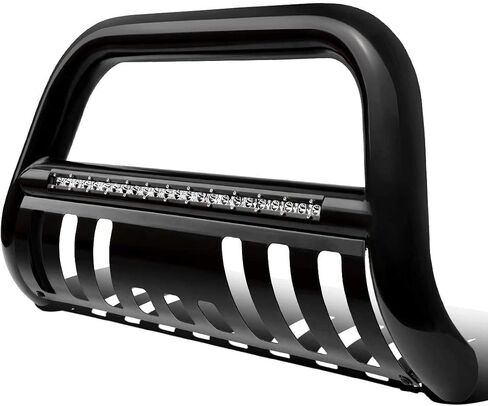 شريط إضاءة LED AUTOSAVER88 Bull Bar متوافق مع 05-15 Toyota Tacoma 3 بوصات فرشاة شبكية أمامية للأنابيب، واقي ممتص الصدمات من الكروم يتضمن لوحة انزلاقية مثبتة باللون الأسود in Kuwait