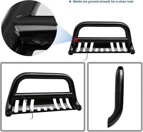 شريط إضاءة LED AUTOSAVER88 Bull Bar متوافق مع 05-15 Toyota Tacoma 3 بوصات فرشاة شبكية أمامية للأنابيب، واقي ممتص الصدمات من الكروم يتضمن لوحة انزلاقية مثبتة باللون الأسود in Kuwait
