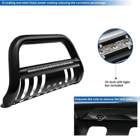 شريط إضاءة LED AUTOSAVER88 Bull Bar متوافق مع 05-15 Toyota Tacoma 3 بوصات فرشاة شبكية أمامية للأنابيب، واقي ممتص الصدمات من الكروم يتضمن لوحة انزلاقية مثبتة باللون الأسود in Kuwait