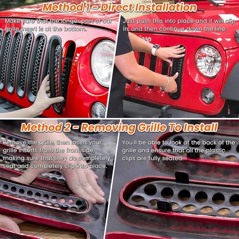 7PCS Front Grill Mesh Inserts for Jeep Wrangler JK JKU Sport Freedom Rubicon Sahara Unlimited 2007-2018 Exterior Accessories Clip-in Grille Guard Cover Trim (Glossy Black) in Kuwait