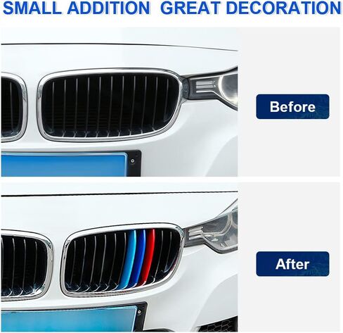 ماكارلون حواف شبكية مخططة من ام ملونة متوافقة مع بي ام دبليو F30 3 سيريز 3 316i 318i 320i 328d 335i 340i مع 11 شريحة (لا تناسب 8-Slat) in Kuwait