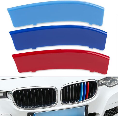 ماكارلون حواف شبكية مخططة من ام ملونة متوافقة مع بي ام دبليو F30 3 سيريز 3 316i 318i 320i 328d 335i 340i مع 11 شريحة (لا تناسب 8-Slat) in Kuwait