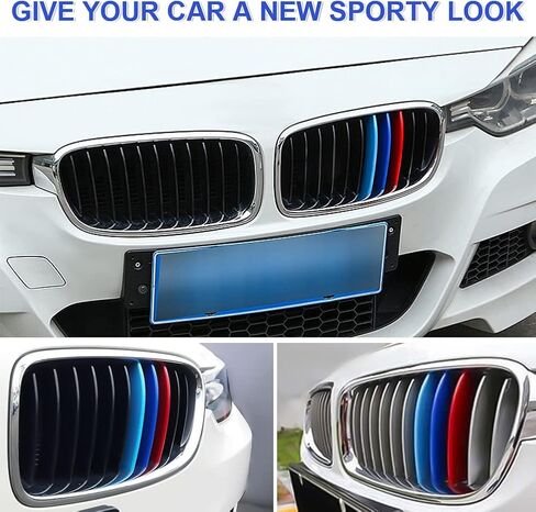 ماكارلون حواف شبكية مخططة من ام ملونة متوافقة مع بي ام دبليو F30 3 سيريز 3 316i 318i 320i 328d 335i 340i مع 11 شريحة (لا تناسب 8-Slat) in Kuwait