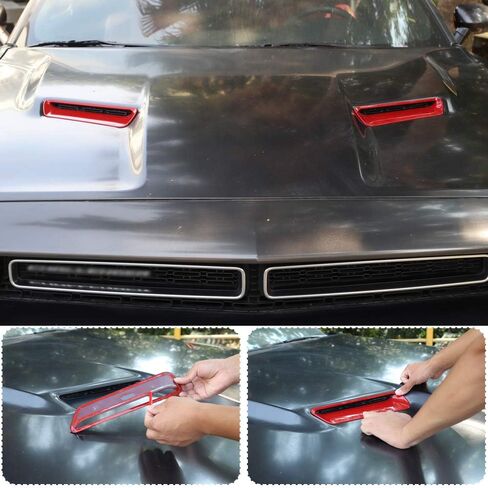 RT-TCZ for Challenger Hood Scoop Insert Vents Cover Trim for Dodge Challenger 2015 up Orange Exterior Accessories 2pcs in Saudi Arabia