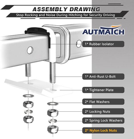 AUTMATCH Hitch Tightener Anti-Rattle Clamp, Heavy Duty Hitch Stabilizer for 1.25" and 2" Trailer Hitches, Rubber Isolator and Anti-Rust Double Coating Protective, Black & Red in Kuwait