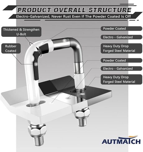 AUTMATCH Hitch Tightener Anti-Rattle Clamp, Heavy Duty Hitch Stabilizer for 1.25" and 2" Trailer Hitches, Rubber Isolator and Anti-Rust Double Coating Protective, Black & Red in Kuwait