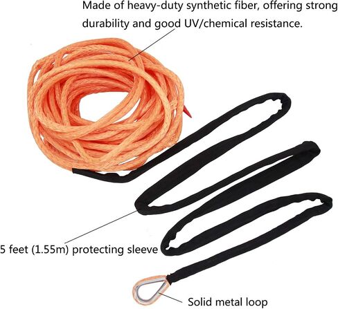 Ucreative 1/4 Inch x 50 Feet 10,000LBs Synthetic Winch Line Cable Rope with Black Protecing Sleeve for ATV UTV (Blue) in Saudi Arabia