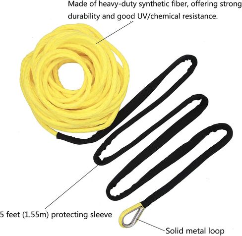 Ucreative 1/4 Inch x 50 Feet 10,000LBs Synthetic Winch Line Cable Rope with Black Protecing Sleeve for ATV UTV (Blue) in Saudi Arabia