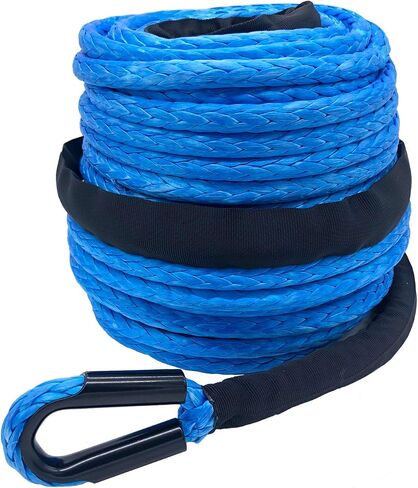 Ucreative 1/4 Inch x 50 Feet 10,000LBs Synthetic Winch Line Cable Rope with Black Protecing Sleeve for ATV UTV (Blue) in Saudi Arabia