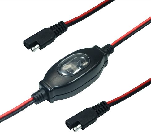 كابل تمديد FILSHU SAE 16 AWG سلك تسخير 12 فولت - 24 فولت تيار مستمر SAE إلى كابل SAE مع مفتاح تشغيل/إيقاف توصيل سريع/فصل كابل عمل سريع للدراجات النارية والسيارات والألواح الشمسية لمقطورة المخيم (30 سم/1 قدم) in Saudi Arabia