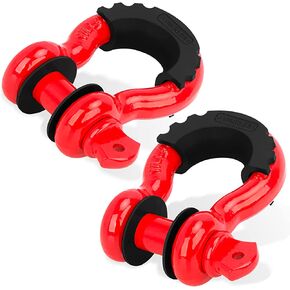 Shackles 3/4" (2 PACK) LIBERRWAY 57,000 lbs Break Strength with 7/8'' Pin D ring Shackle Rugged Off Road Shackles Heavy Duty D Ring for Vehicle Recovery, Black
