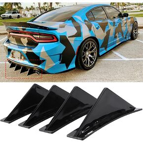 DREAMIZER Gloss Black 4Pcs Universal Curved Shape Rear Bumper Diffuser Shark Fin Spoiler Trim Covers Decoration Set Lip Wing Splitter in Saudi Arabia