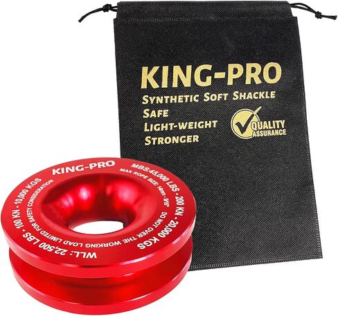 KING-PRO Snatch Recovery Ring, 45000 lbs Winch Snatch Block Pulley Towing Ring, for ATV UTV SUV Truck Off-Road Vehicle Towing Soft Shackle Recovery（Red） in Kuwait