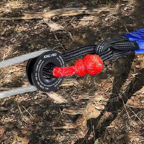 حلقة استعادة الخطف من KING-PRO، حلقة سحب بكرة ونش بوزن 45000 رطل، لشاحنة ATV UTV SUV للطرق الوعرة وسحب القيد الناعم (أحمر) in Kuwait