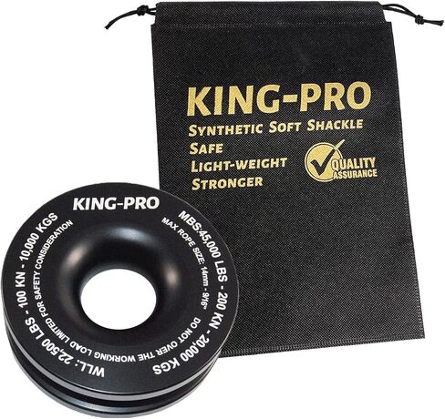 حلقة استعادة الخطف من KING-PRO، حلقة سحب بكرة ونش بوزن 45000 رطل، لشاحنة ATV UTV SUV للطرق الوعرة وسحب القيد الناعم (أحمر) in Kuwait