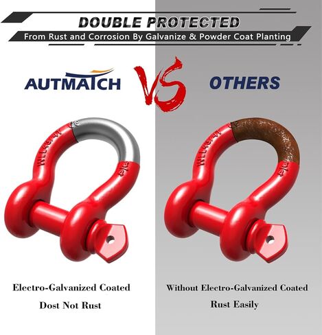 AUTMATCH D Ring Shackle 3/4" Shackles (2 Pack) 41,887Ibs Break Strength with 7/8" Screw Pin and Shackle Isolator Washers Kit for Tow Strap Winch Off Road Vehicle Recovery Black in Kuwait