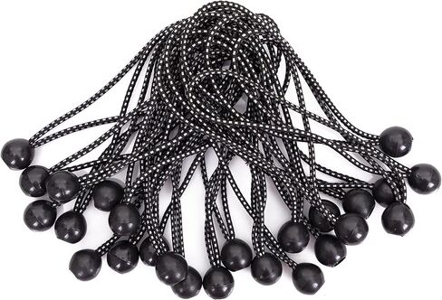 Kotap BB-6B Ball Bungee Cord, Heavy-Duty & Versatile, Indoor & Outdoor, Tarp Tie-Down, Organize & Secure, 6-Inch, Black, 25 Pack in Saudi Arabia