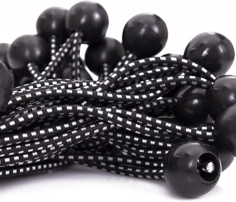 Kotap BB-6B Ball Bungee Cord, Heavy-Duty & Versatile, Indoor & Outdoor, Tarp Tie-Down, Organize & Secure, 6-Inch, Black, 25 Pack in Saudi Arabia