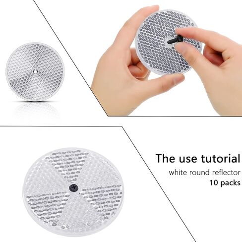 10 عبوات من العاكس الأمامي الدائري العاكس لبوابة سياج الممرات وأعمدة المقطورات وعاكسات السلامة والقوارب وصناديق البريد العاكس مع فتحة تثبيت مركزية (أبيض) in Kuwait