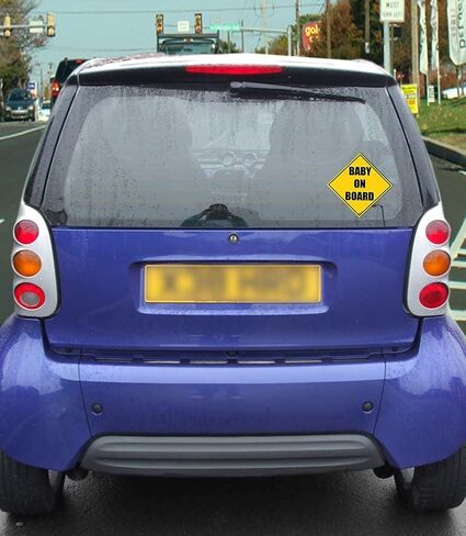 Zento Deals 2 Pack of Baby on Board Reflective Bright Yellow Magnetic Signs for Car - Best Safety Sign Accessories for Cars 5’’ by 5’’ in Saudi Arabia