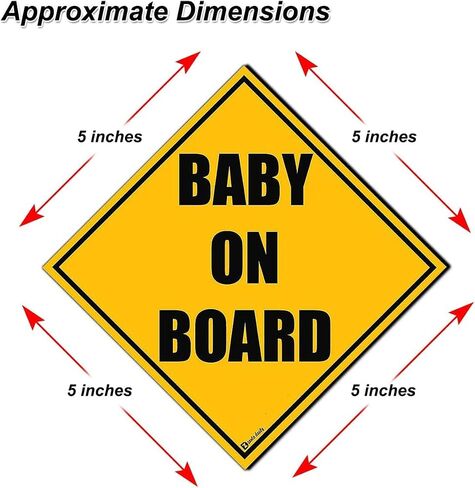 Zento Deals 2 Pack of Baby on Board Reflective Bright Yellow Magnetic Signs for Car - Best Safety Sign Accessories for Cars 5’’ by 5’’ in Saudi Arabia