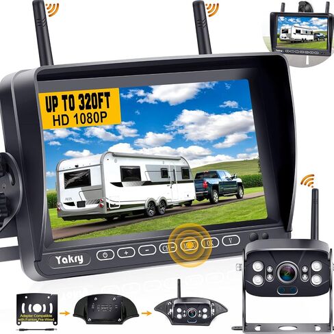 Yakry RV Backup Camera Wireless HD 1080P with 7 Inch Touch Key DVR Monitor for RVs,Campers,Trailers,Trucks Adapter For Furrion-Pre-wired RVs High-Speed Rear View Observation IR Night Vision Y27 in Kuwait