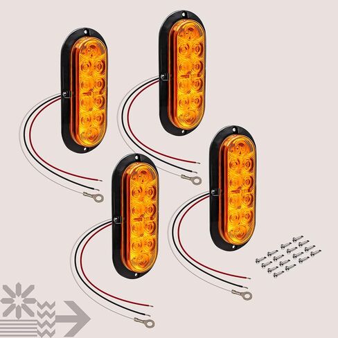 2 قطعة 6 بوصة مجموعة مصابيح LED بيضاوية حمراء للمقطورة [DOT FMVSS 108] [SAE S2T2I6] [تركيب السطح] [IP67 مقاوم للماء] [إيقاف الذيل] أضواء فرامل المقطورة لشاحنات مقطورة القوارب RV in Kuwait