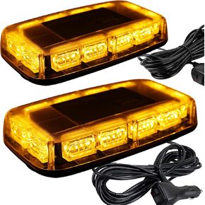 ASPL 2pcs 48LED Roof Top Strobe Lights, High Visibility Emergency Safety Warning LED Mini Strobe Light bar with Magnetic Base for 12-24V Snow Plow, Trucks, Construction Vehicles (Amber)