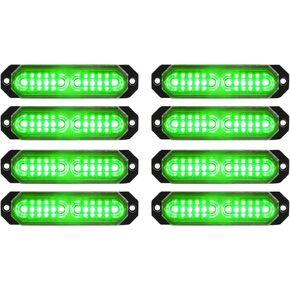 ASPL 8pcs Sync Feature Ultra Slim 12-LED Surface Mount Flashing Strobe Lights for Truck Car Vehicle LED Mini Grille Light Head Emergency Beacon Hazard Warning lights (Amber/White)
