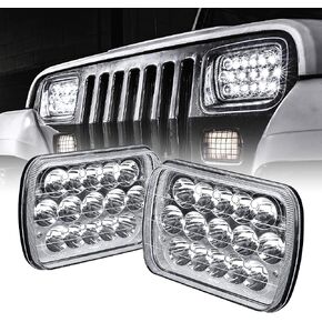 مصابيح أمامية LED TRUE MODS 7x6 5x7 H6054 H5054 [لمسة نهائية سوداء] [شعاع مختوم منخفض/عالي] - متوافق مع شاحنة بيك اب JEEP Wrangler YJ Cherokee XJ لسيارة Chevy GMC Ford Toyota Nissan Buick Dodge Plymouth