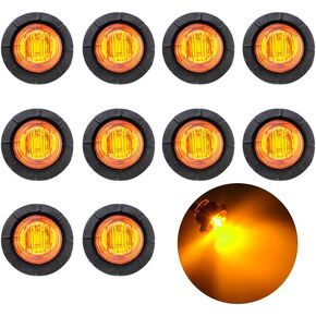 TMH 50 قطعة 3/4 بوصة كهرمان 3 مصابيح LED صغيرة مستديرة صغيرة مع مطاط عالمي للشاحنات والشاحنات والقوارب والحافلات RV مصابيح محكمة الغلق مقاومة للماء 12 فولت تيار مستمر in Saudi Arabia