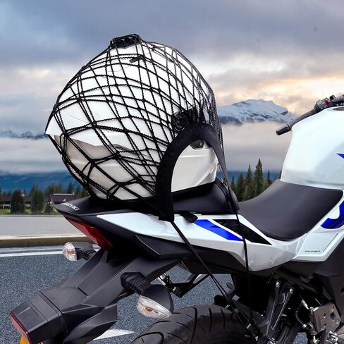 Upgrade Cargo Net for Motorcycle Helmet Storage, 10"X11" High-Elastic Double Layer Bungee Net with 4 Strong Hooks, Luggage Strap Rack Expansion Organizer Net Pocket for Motorbike Trike Cycle in Saudi Arabia