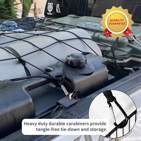 Cargo Net for Pickup Truck Bed 3'x4' Stretches to 6'x8' Heavy Duty Truck Bed Cargo Net 12 Tangle-Free Clip Carabiners and 1 Storage Bag Small 4" x 4" Mesh Universal Car Organizer Net for Large Loads in Saudi Arabia