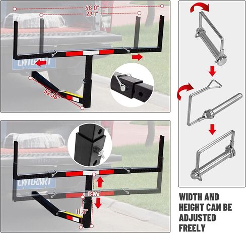 موسّع سرير الشاحنة بيك أب من لوتورمر قابل للتعديل والتشوه، مزود بحزام صلب عالي التحمل يثبت على شكل شاحنة للسلم والرفوف والزورق والقوارب الكاياك والأنابيب الطويلة والأخشاب in Kuwait