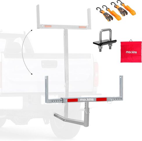 Mockins 2-in-1 Design 750lb Cap. Truck Bed Extender Hitch Mount & Ratchet Straps | Heavy Duty Steel Truck Bed Extenders | Bed Extenders for Trucks, SUV, Vans |for Ladder, Canoe, Kayak, Pipes, Lumber in Saudi Arabia