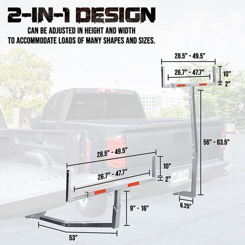 Mockins 2-in-1 Design 750lb Cap. Truck Bed Extender Hitch Mount & Ratchet Straps | Heavy Duty Steel Truck Bed Extenders | Bed Extenders for Trucks, SUV, Vans |for Ladder, Canoe, Kayak, Pipes, Lumber in Saudi Arabia