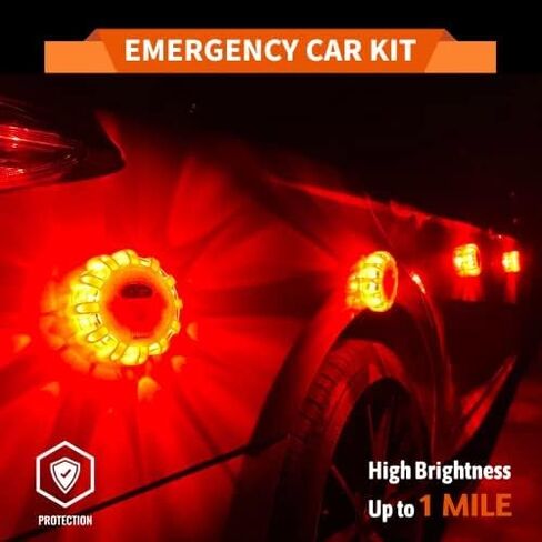 Markstor LED Road Flares 3 Pack عدة سيارات الطوارئ على جانب الطريق، ضوء مضيئة للسلامة على الطرق USB قابل لإعادة الشحن (بطارية ليثيوم)، ضوء تحذير منارة السلامة |9 أوضاع فلاش، مع مغناطيس وخطاف in Kuwait