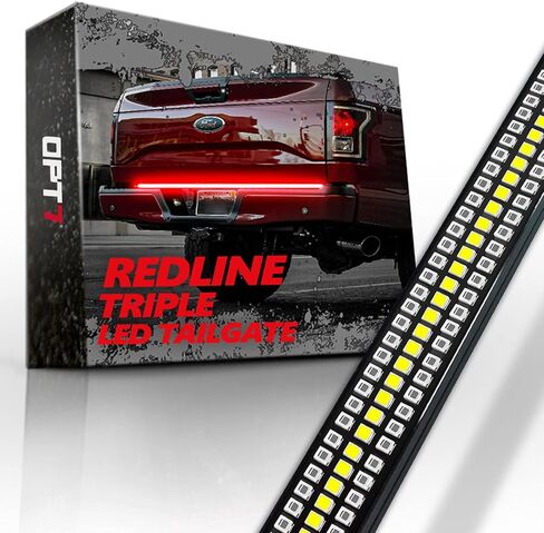 OPT7 60 بوصة Redline شريط إضاءة LED ثلاثي الصف مع إشارة انعطاف كهرماني متتابعة - شريط إضاءة بإطار من الألومنيوم الصلب المقاوم للطقس للشاحنات - بدون تركيب مثقاب - تشغيل فرامل عكسي كامل الوظائف in Kuwait