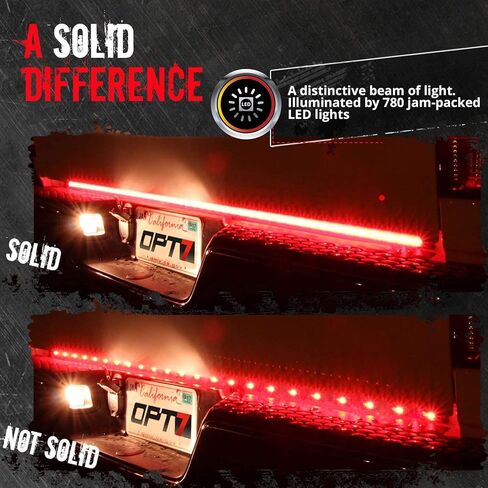 OPT7 60 بوصة Redline شريط إضاءة LED ثلاثي الصف مع إشارة انعطاف كهرماني متتابعة - شريط إضاءة بإطار من الألومنيوم الصلب المقاوم للطقس للشاحنات - بدون تركيب مثقاب - تشغيل فرامل عكسي كامل الوظائف in Kuwait