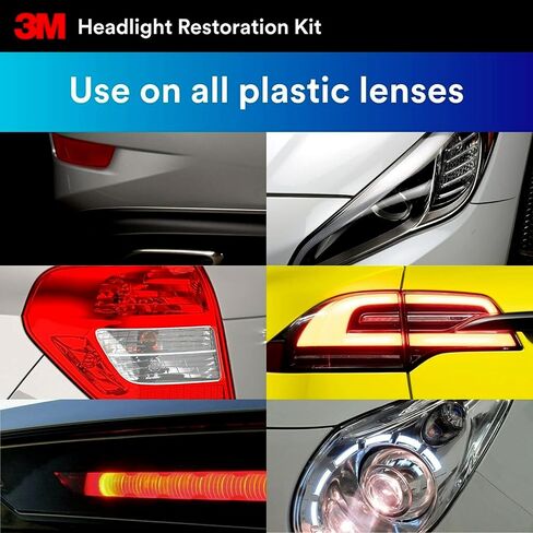 3M مجموعة ترميم المصابيح الامامية، عبوة من قطعتين، نظام ترميم المصابيح الامامية للسيارة سهل التحمل، منظف ومرمم للمصابيح الامامية للاستخدام مع المثقاب المنزلي in Kuwait