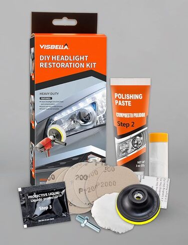 فيسبيلا مجموعة اصلاح المصابيح الامامية للسيارات، مجموعة اصلاح كهربائية للعناية بالسيارة بنفسك لاستعادة الاكسدة والخدوش الصفراء الضبابية للمصابيح الامامية والمصابيح الخلفية والضباب او مصابيح الاتجاه in Kuwait