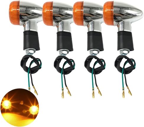 Universal 4pcs Motorcycle Turn Signals Chrome Bullet Front Rear Lights Compatible with Harley Honda Suzuki Yamaha Kawasaki Motorcycle Bobber Chopper in Kuwait