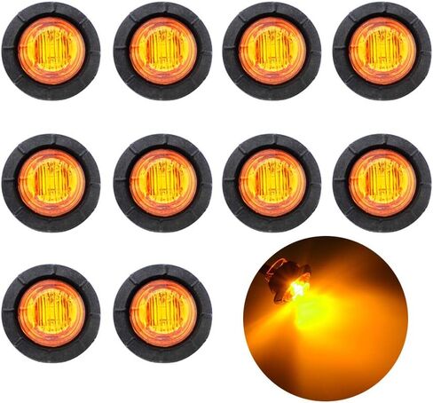 TMH 50 قطعة 3/4 بوصة كهرمان 3 مصابيح LED صغيرة مستديرة صغيرة مع مطاط عالمي للشاحنات والشاحنات والقوارب والحافلات RV مصابيح محكمة الغلق مقاومة للماء 12 فولت تيار مستمر in Kuwait
