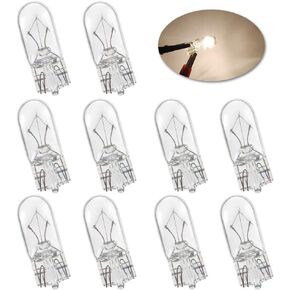 T10 Small Halogen Light Bulb Amber,Super Bright 194 W5W 168 5W Wedg Bulbs for Car License Plate Light Dome Map Light Side Parking Light Fog Light Tail Light 12V (10 Pack)