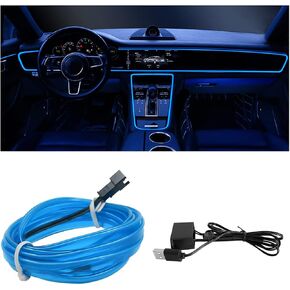 EL Wire Interior Car LED Strip Lights, 10FT/3M USB Auto Neon Light Strip with Sewing Edge, Electroluminescent Car Ambient Lighting Kits with Fuse Protection, Car Decoration Accessories (Blue/10FT) in Saudi Arabia