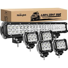 Nilight - ZH003 20Inch 126W Spot Flood Combo Led Light Bar 4PCS 4Inch 18W Spot LED Pods Fog Lights for Jeep Wrangler Boat Truck Tractor Trailer Off-Road, 2 Years Warranty in Saudi Arabia