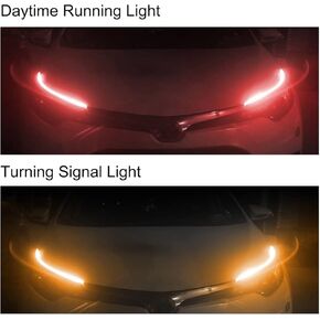 Car Headlight LED Strip, TEKSHINNY 2Pcs 24 Inches Flexible Car LED Strip Lights Dual Color Red Turn Signal Yellow Lights Waterproof Car Daytime Running Light Strip for Truck SUV in Saudi Arabia