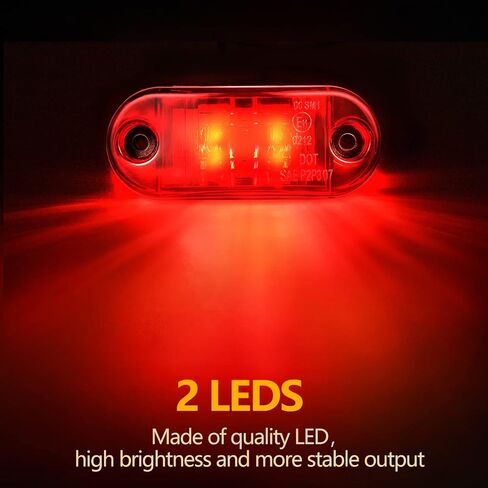 10 Pcs 2.5 Inch LED Trailer Lights 2 Diode Waterproof LED Trailer Side Marker Lights Oval Signal Running Lights For Truck Boat RV (Amber) in Saudi Arabia